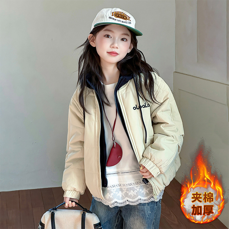 女童夹棉加厚棒球服外套