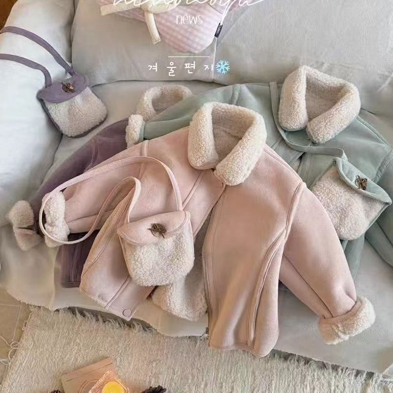 女童春秋款皮毛一体毛毛衣外套