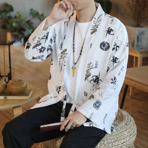 177 风秋季新款男士外套复古开衫汉服P40 模特图图片