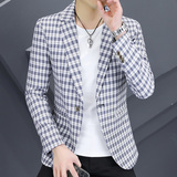 228男士休闲修身潮流格子西装上衣外套P95，男装西服，星座1615