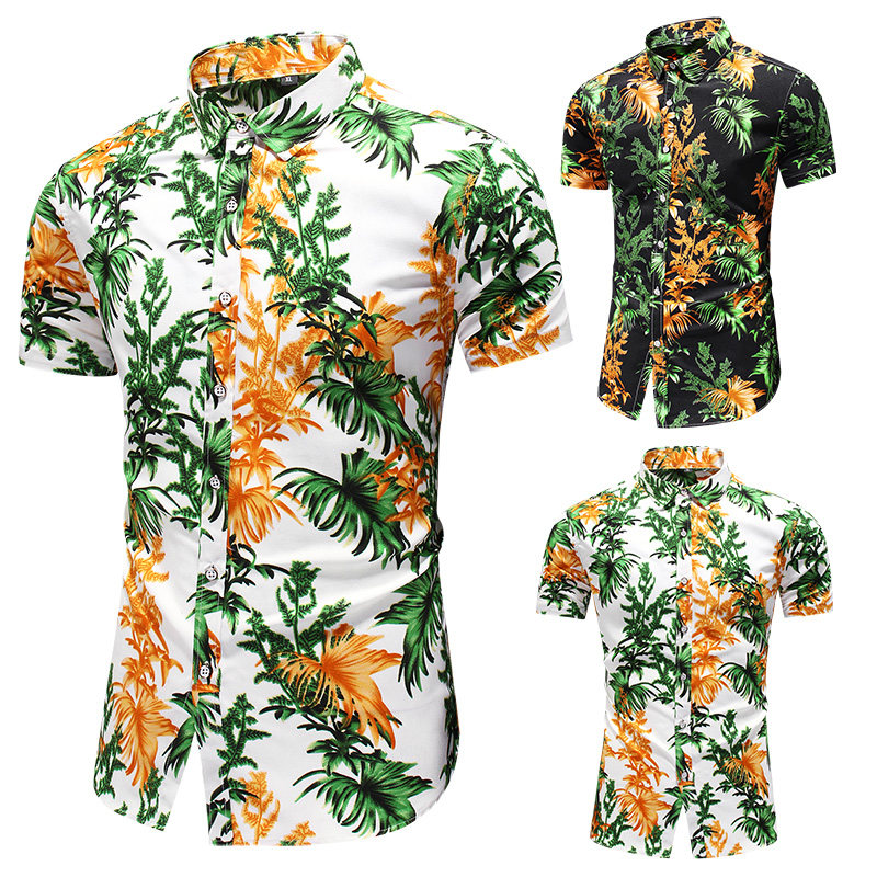 春季新款男士大码印花短袖衬衫P30镂空图组合款,男装衬衫,星座1615