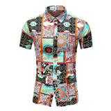 C315春季新款男士大码印花短袖衬衫P30镂空图，男装衬衫，星座1615