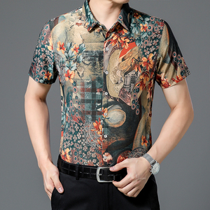 652 新款男士短袖衬衫商务休闲时尚花衬衫上衣P30图片