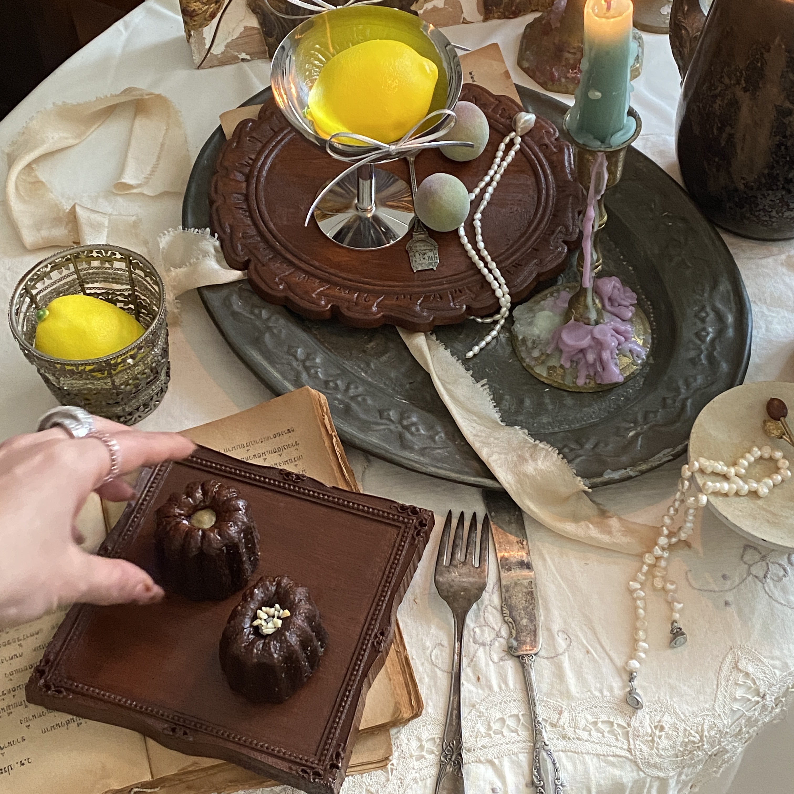 原创自制法式雕花中古木质托盘