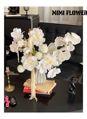原创法式简约白色花束花瓶仿真花