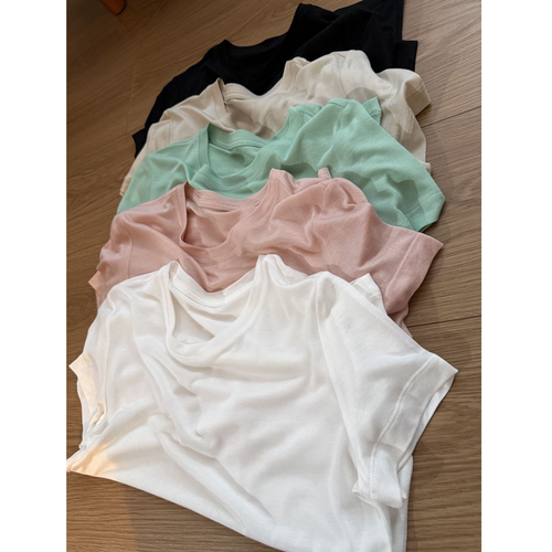 “冰面膜Tee”100%进口兰精天丝～超清凉细腻气质圆领短袖T恤女