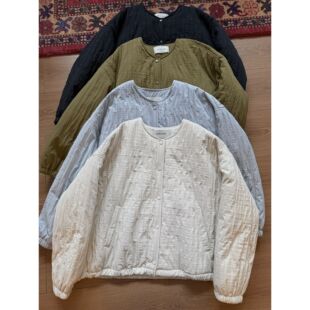 “泡芙小棉服”进阶版~我的私服！绗缝夹棉肌理竖条保暖棉服外套