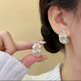 耳饰 新款 925银针法式 复古花朵耳环小众独特气质百搭耳钉2025春季