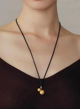金色葫芦编织绳项链女