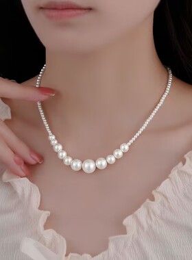 白色珍珠时尚百搭项链女