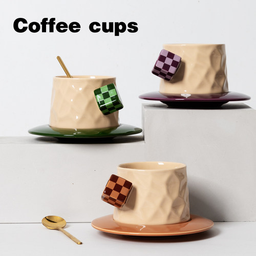 魔方陶瓷杯咖啡杯碟下午茶拉花杯