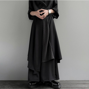 山本日式裙裤日式假两件小众不规则剑道武士裤2024春夏飘带阔腿裤