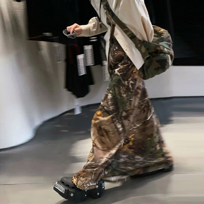 长裙工装裙复古低腰迷彩半身裙