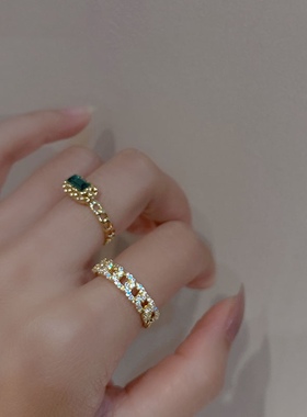 满钻高级感链条戒指小众日系轻奢