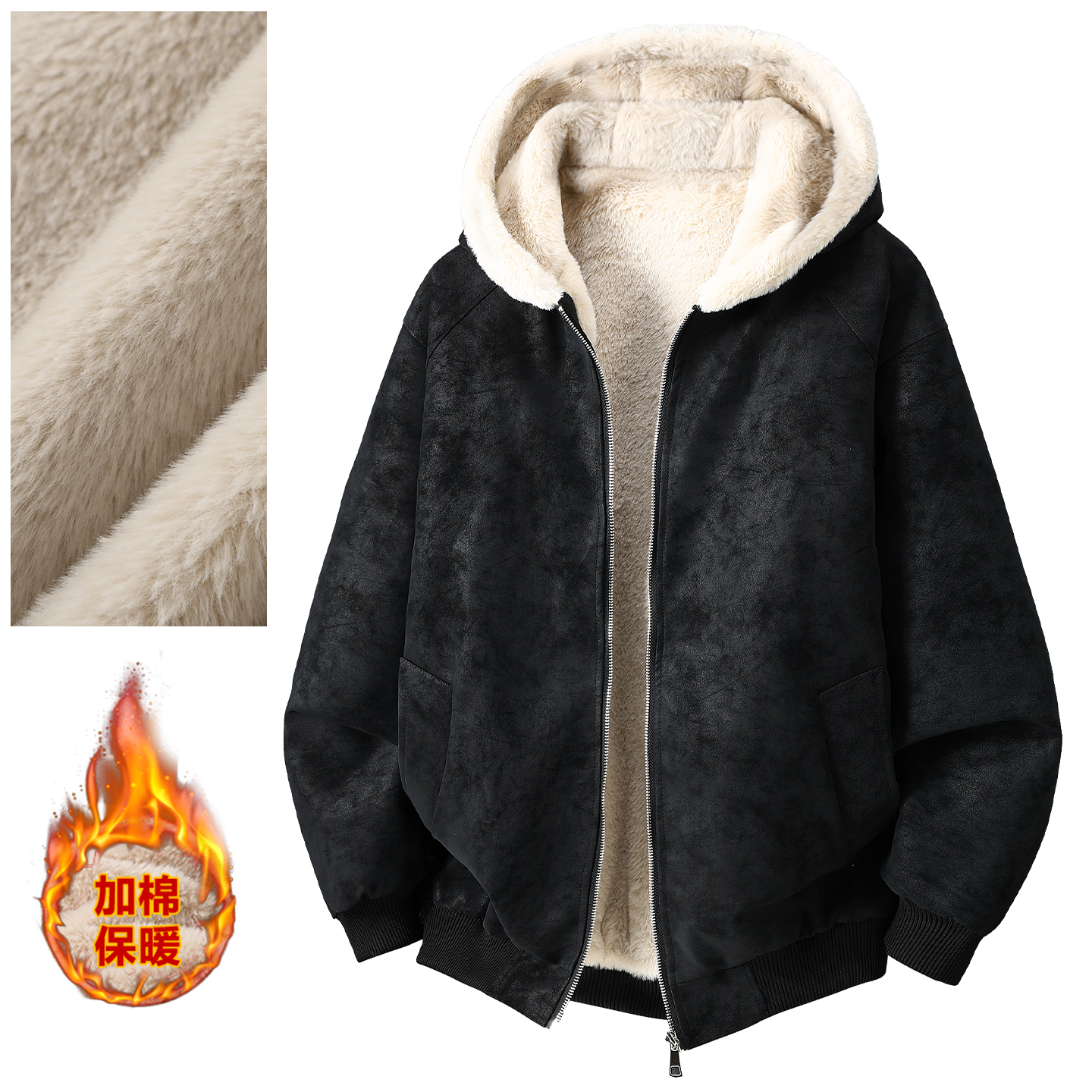 座山雕美式复古防寒保暖加绒棉服