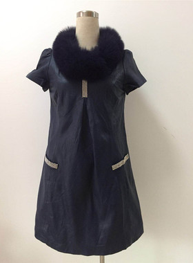 紫色连衣裙女装2020春季新款长袖宽松真皮皮衣80684E