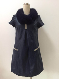 长袖 新款 宽松真皮皮衣80684E 2020春季 紫色连衣裙女装