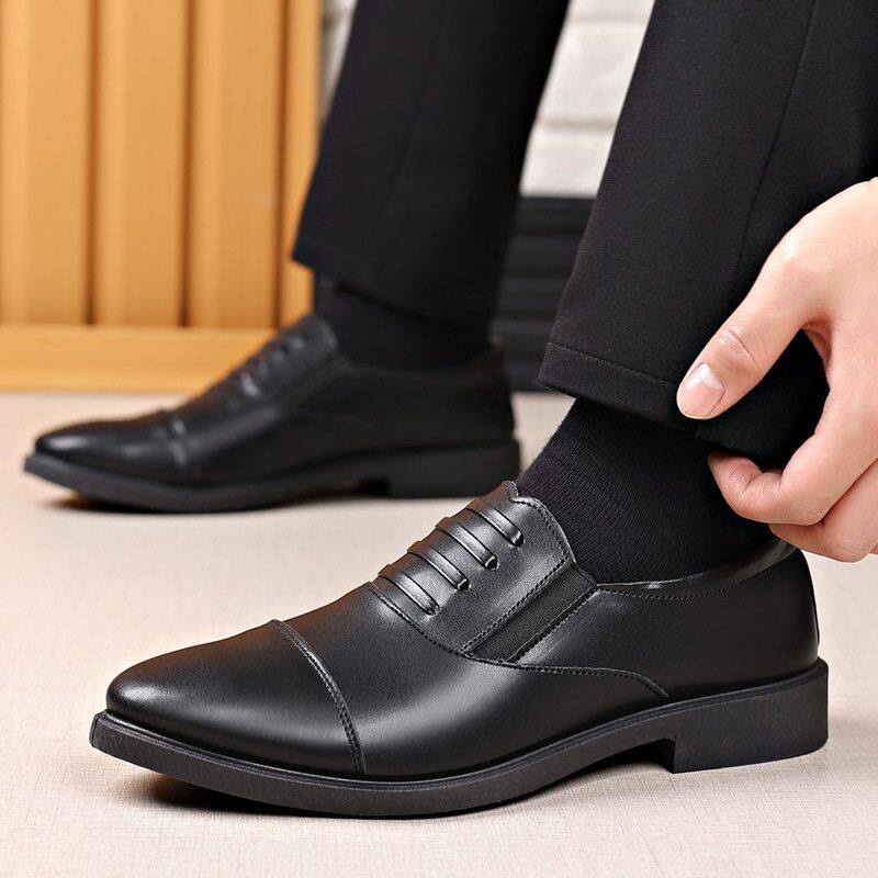男士皮鞋商务新款休闲春秋单鞋鞋真皮西装英伦正装牛皮鞋子