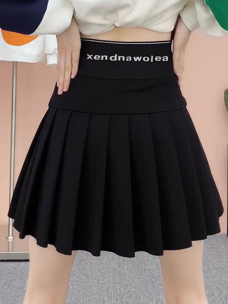 2025 new autumn and winter anti-light elastic drooping high waist slimming black skirt women's A-line short skirt