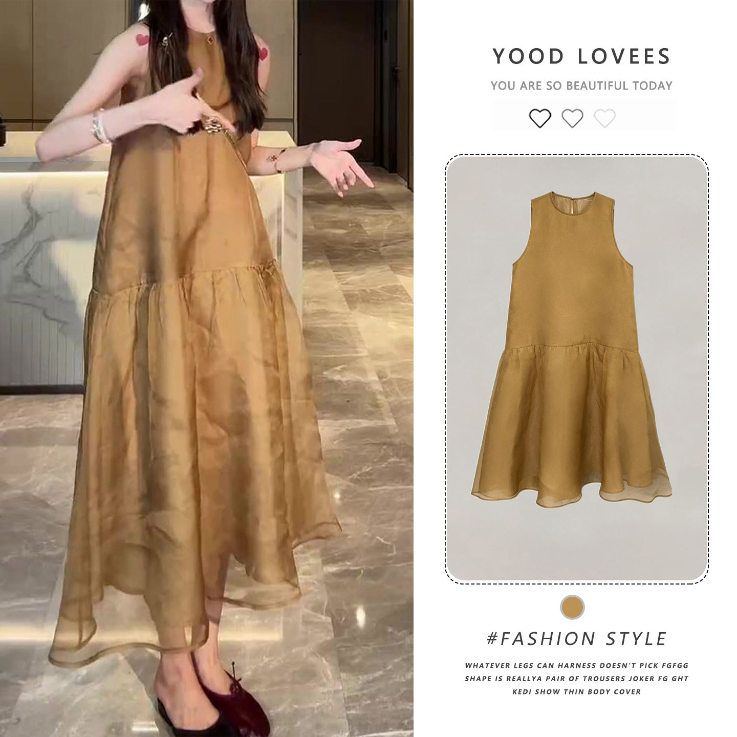 超好看法式甜美风圆领连衣裙女