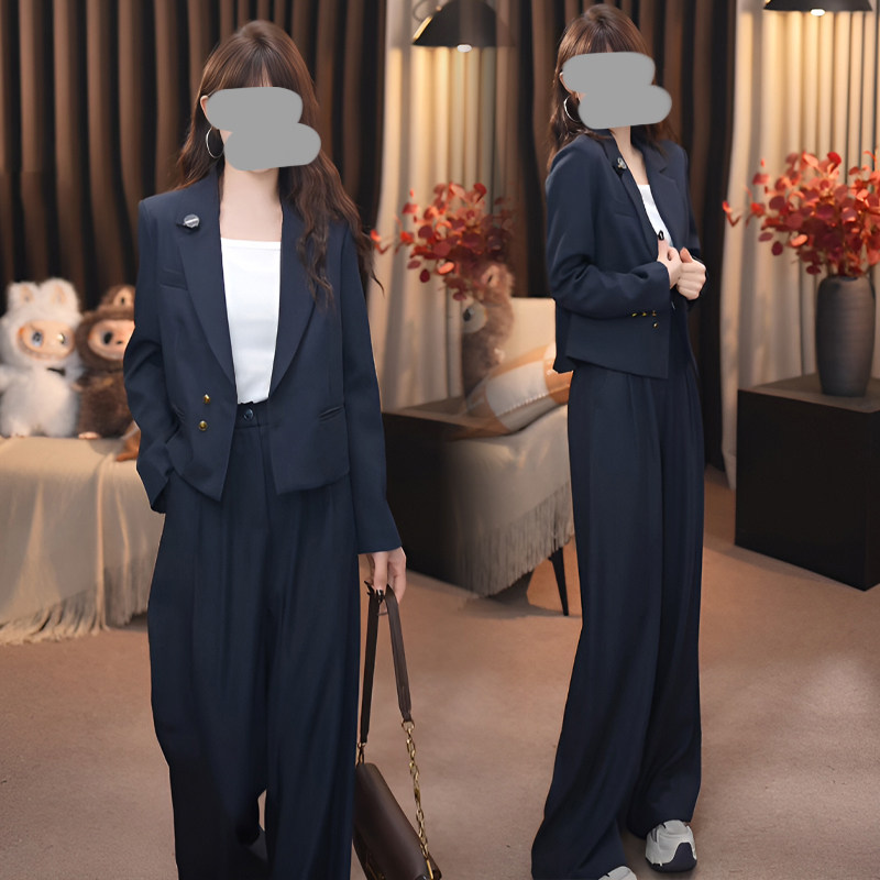 精致感时髦通勤两件套女2026春秋新款韩版休闲西服外套阔腿西裤潮