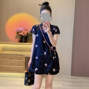 新中式国风女装2025新款绝美高级感盘扣短袖小衫上衣裤子两件套装