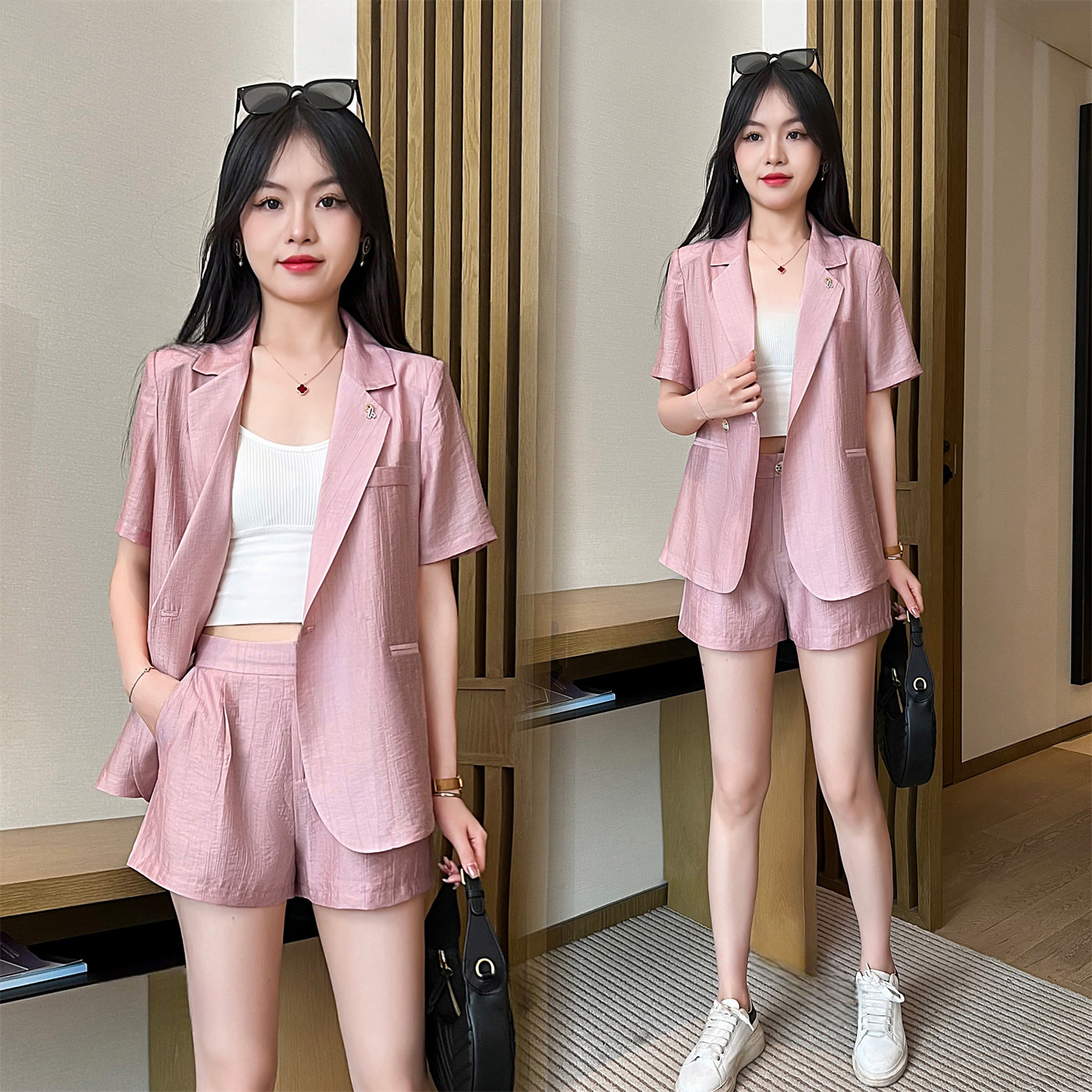 时尚职业西装套装女夏季2026新款设计感小个子穿搭休闲短裤两件套