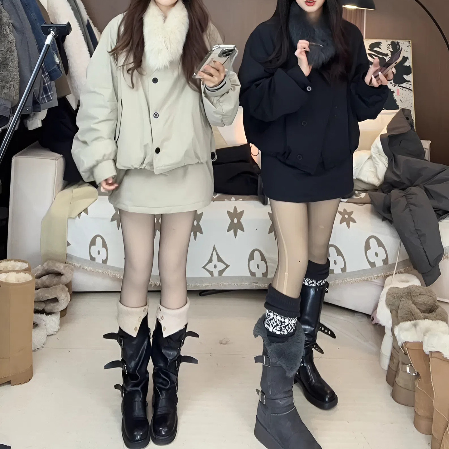 巨好看加绒加厚派克服显瘦半身裙女2026新款冬季保暖时髦两件套