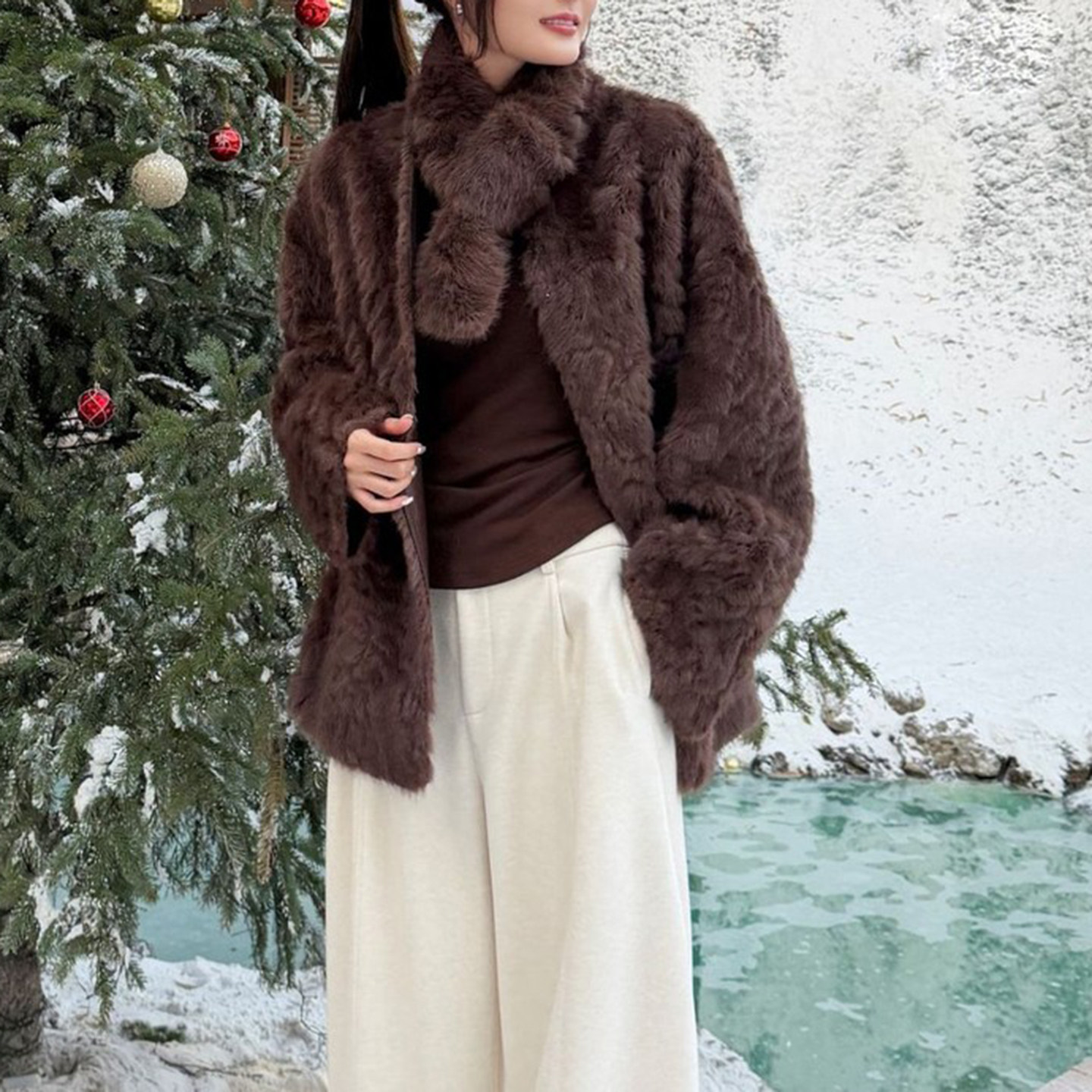 韩版小众设计感双面穿夹克外套女冬季新款毛毛拼接保暖加厚上衣潮