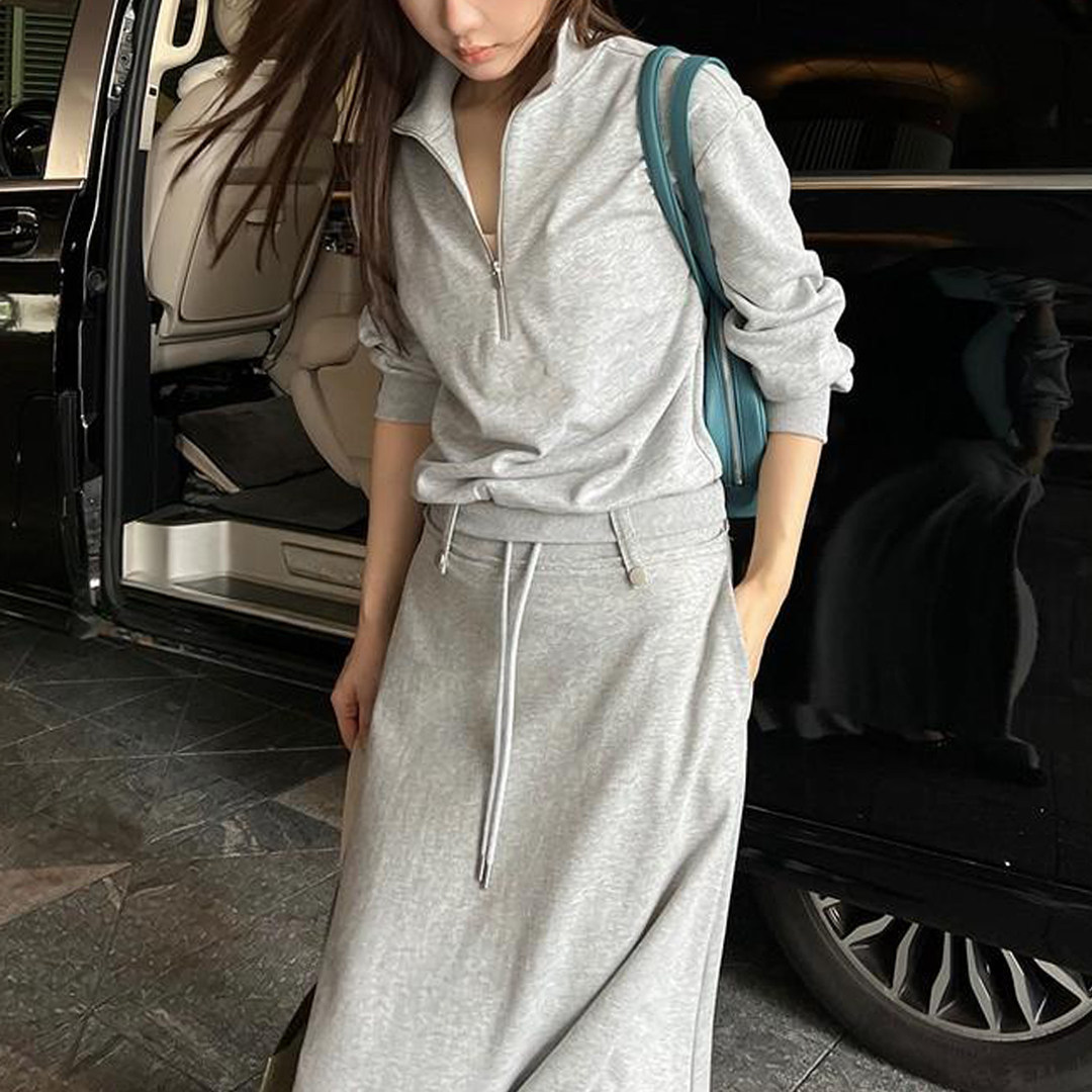“温柔软糯"2026春秋新款时尚气质百搭卫衣女装半身裙套装