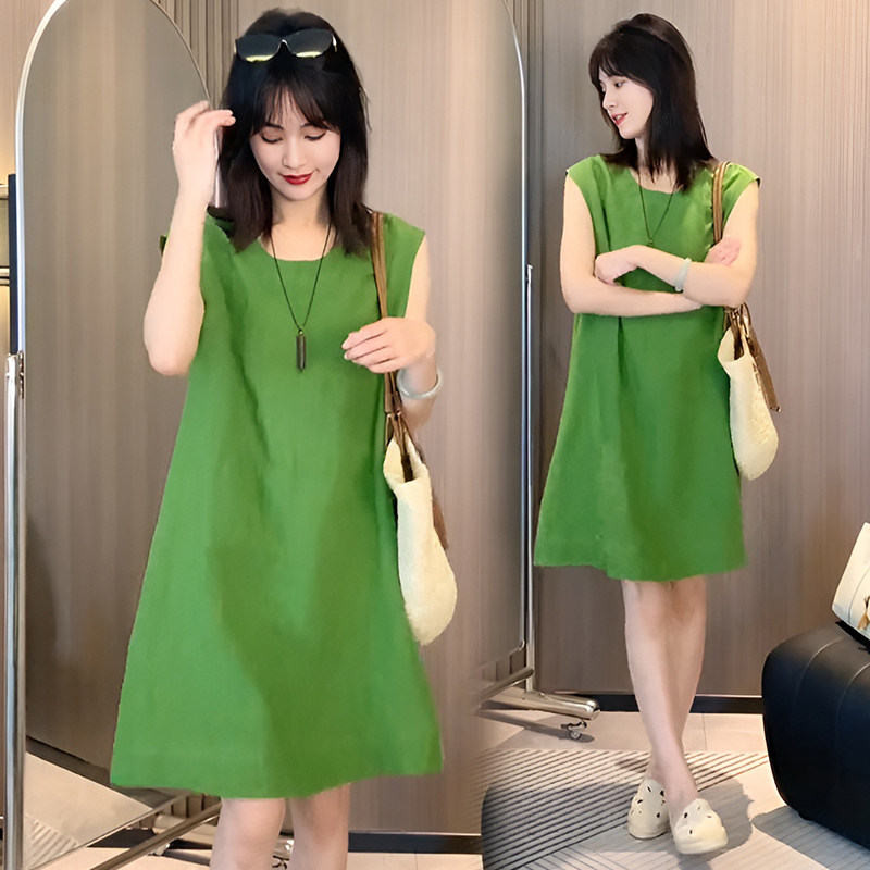 韩系简约无袖背心裙2026夏季新款气质宽松百搭小个子吊带连衣裙
