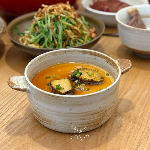 一家小店 一人食的精致感 可爱双耳粗陶大碗 分餐汤碗 面条炖蛋碗