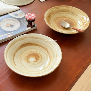 一家小店 浓妆淡抹总相宜 颜色美丽 景德镇粗陶深盘 陶瓷菜盘