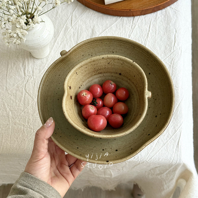 一家小店 苹果套娃 古朴又可爱 景德镇粗陶 苹果碗饭碗深盘一人食