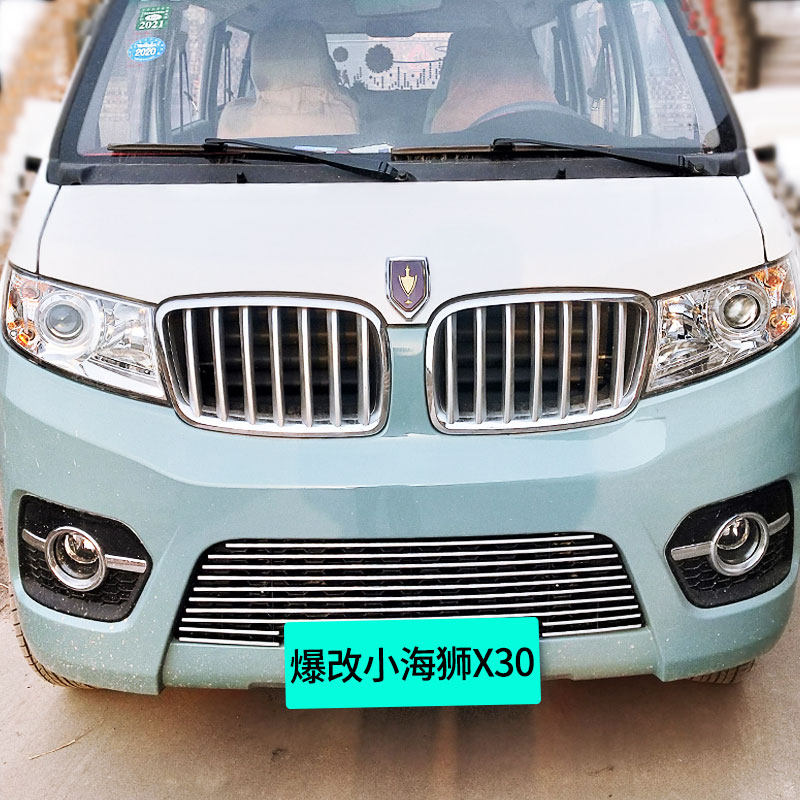 金杯小海狮X30专用中网改装进气格栅装饰亮条前V脸配件汽车用品