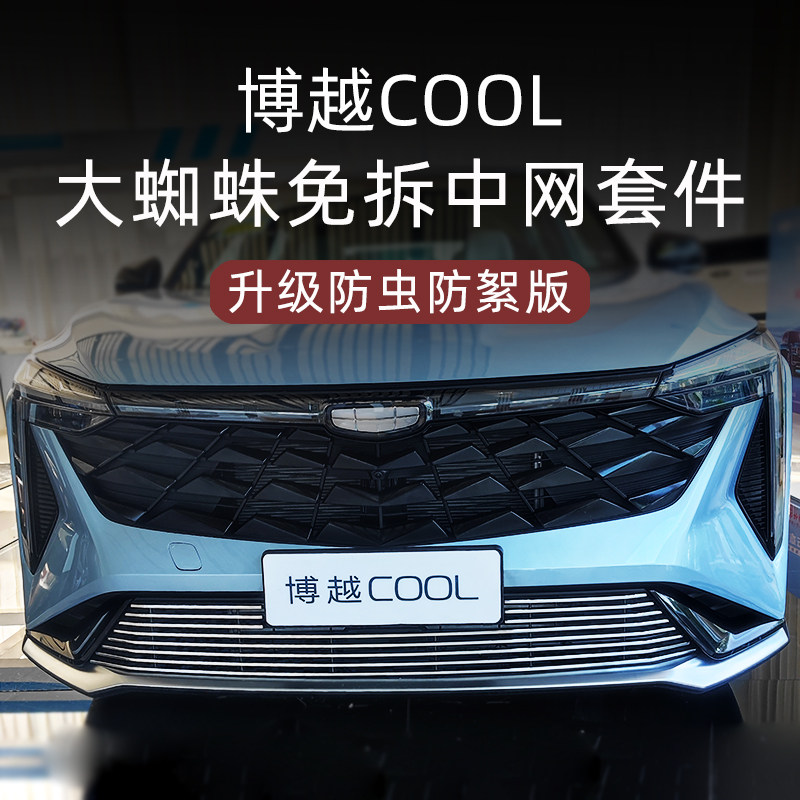 适用于2023款吉利博越cool中网前脸外观改装件专用防虫网装饰配件
