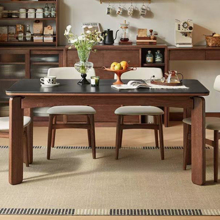 馨佰利岩板实木餐桌2026新款家用客厅小户型餐桌中古风长方形饭桌,住宅家具,岩板餐桌,淘宝优惠券,粉丝福利购,淘宝优惠卷