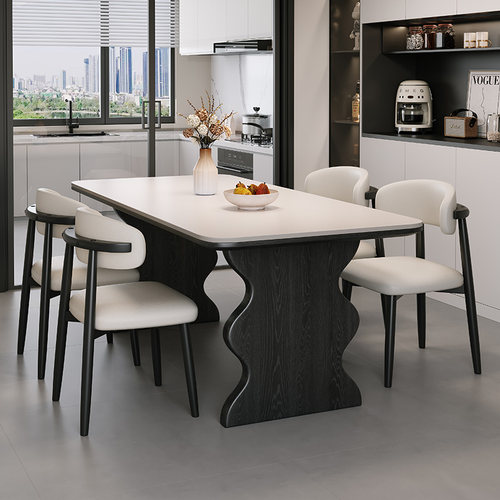 馨佰利涟漪岩板餐桌小户型吃饭桌