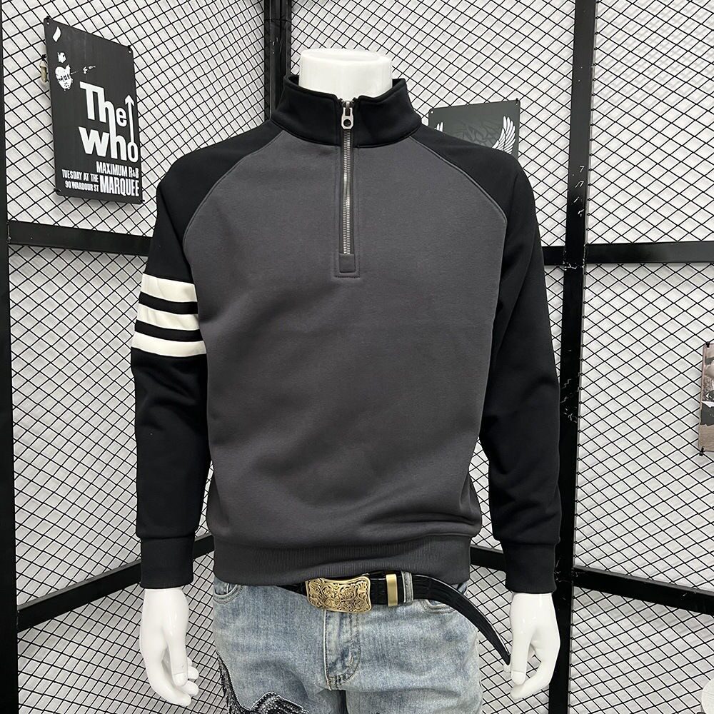 【网49】百搭撞色半拉链立领卫衣A079-W124-P38,男装卫衣,电商A079