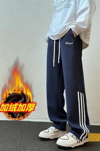 【网160】25大码卫裤男加绒加厚撞色条纹运动裤A079-K02-P47-49图片