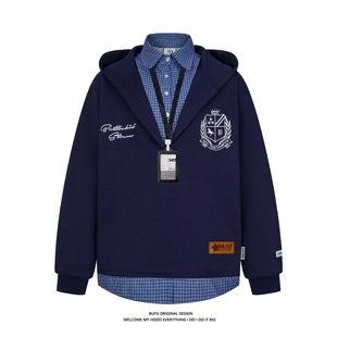 网137 8193 假两件宽松大码 卫衣百搭休闲男生A079 p57 男士