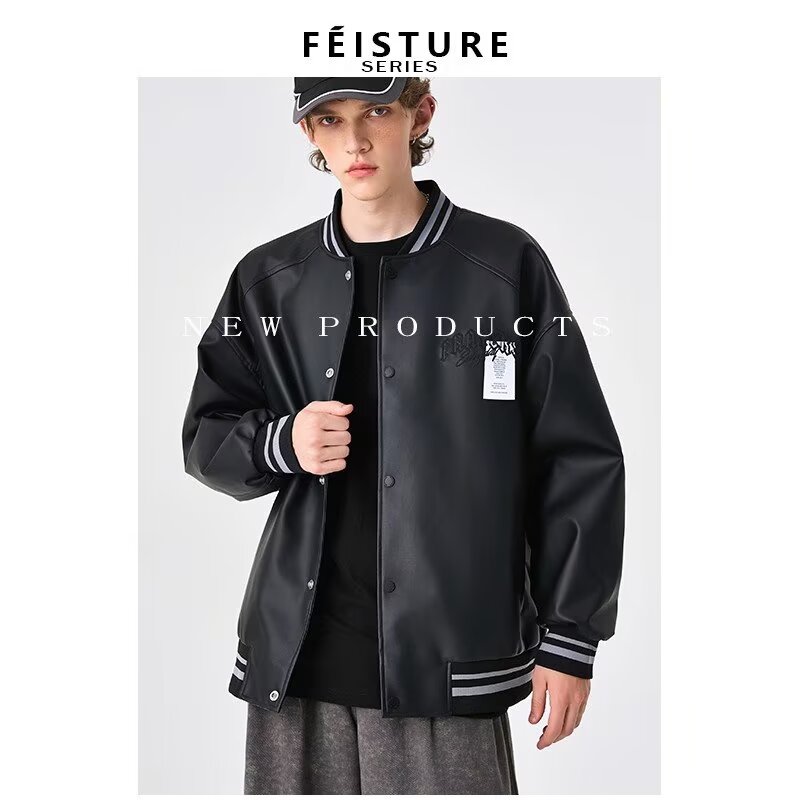【网23】百搭棒球服夹克皮衣A079-J445-P65,男装夹克,电商A079