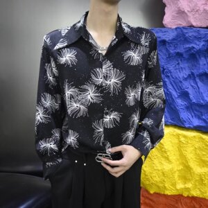 [006]印花烫钻长袖衬衫男士时尚潮流垂感宽松衬衣A079-CS225-P43图片