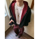【283】新款连帽卫衣开衫男女撞色情侣帽衫外套A079-WY01-P49，女装短外套，电商A079