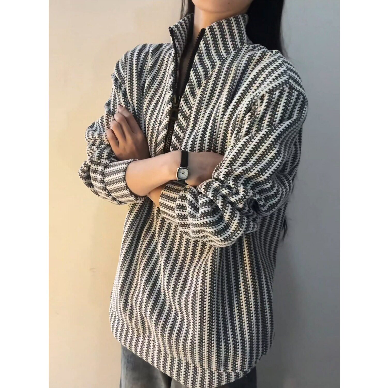 [004]半拉链卫衣男女长袖t恤高级感重磅外套A079-E76-P39,男装T恤,电商A079