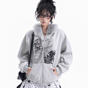 【网136】25加厚毛领连帽卫衣开衫外套情侣款秋冬潮A079-W51-P53图片