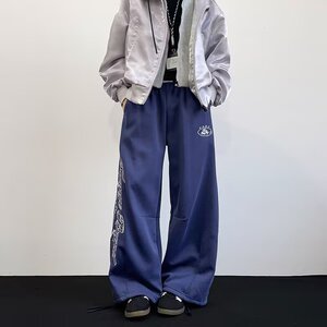 【网41】休闲裤字母直筒阔腿卫裤A079-A6068-52图片