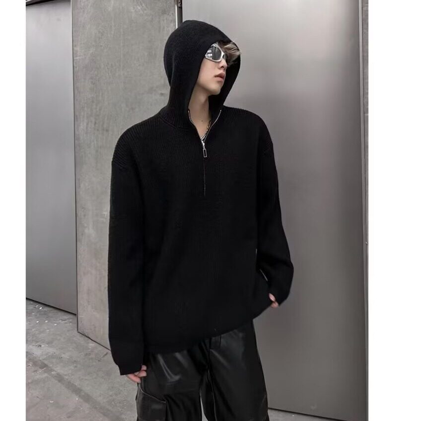 【网116】25半拉链男秋连帽针织衫宽松加厚外套A079-M341-P49图片