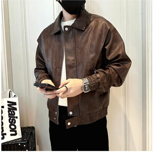 【65】皮衣男潮牌翻领2025年时气机车皮夹克外套A079-9127-P66