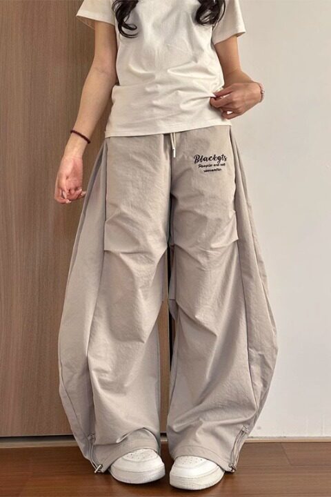 褶皱解构弯刀裤男女宽松休闲百搭阔腿拖地伞兵A079-K2025-P29,男装休闲裤,电商A079